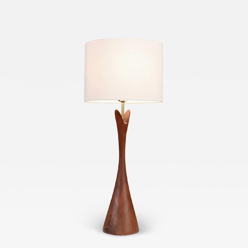  Modernera Lamp Co California Modern Sculpted Walnut Table Lamp by Modernera Co 