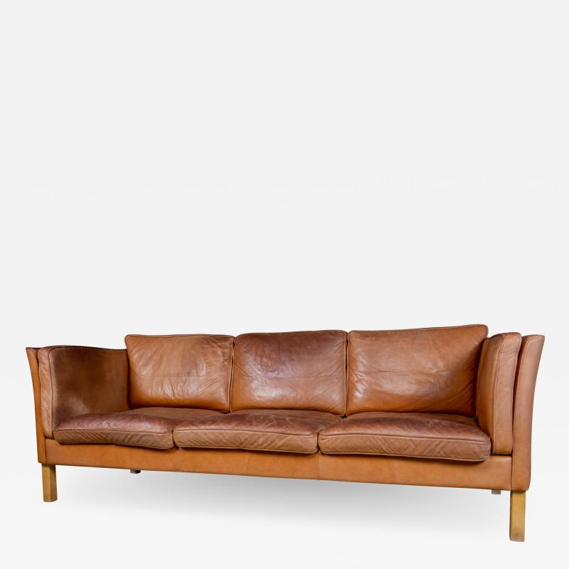  Mogens Hansen Mogens Hansen 3 Seat Cognac Leather Sofa Danish Design