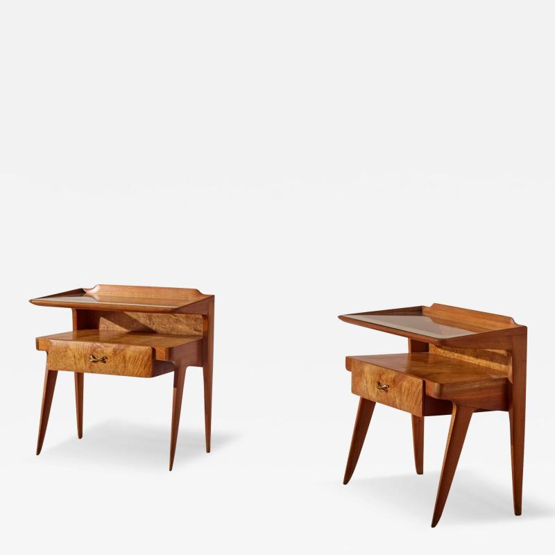  Molteni Consonni Molteni night stands in walnut and walnut burl Italy 1950s