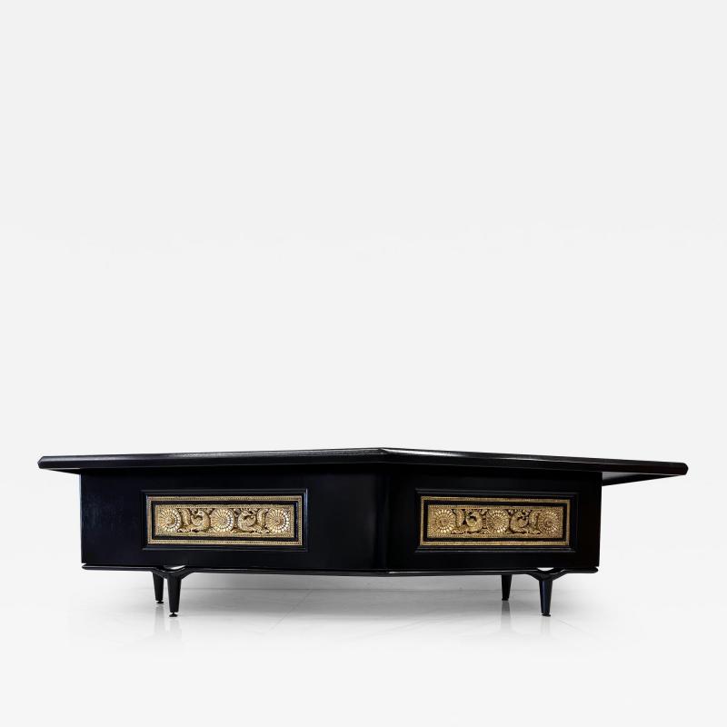  Monteverdi Young Monumental Monteverdi Young Boomerang Desk Gilded and Ebonized 1960s