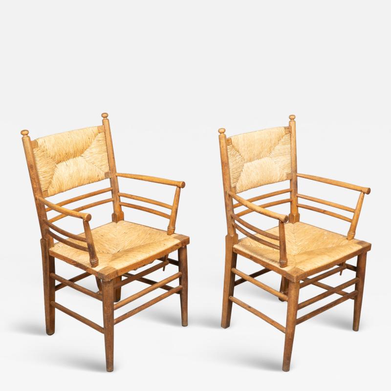  Morris Co Philip Webb attributed Morris Co A Scarce Pair of Beech Sussex Armchairs