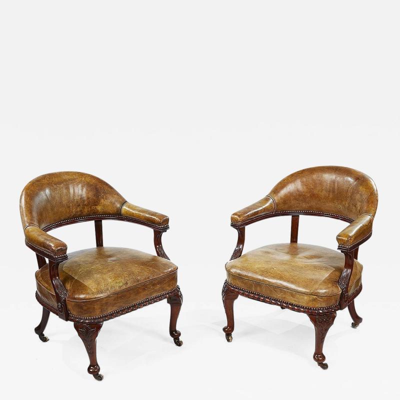  Morrison Co 3097 Pair of 19th Century Mahogany Desk Chairs by Morrison Co of Edinburgh