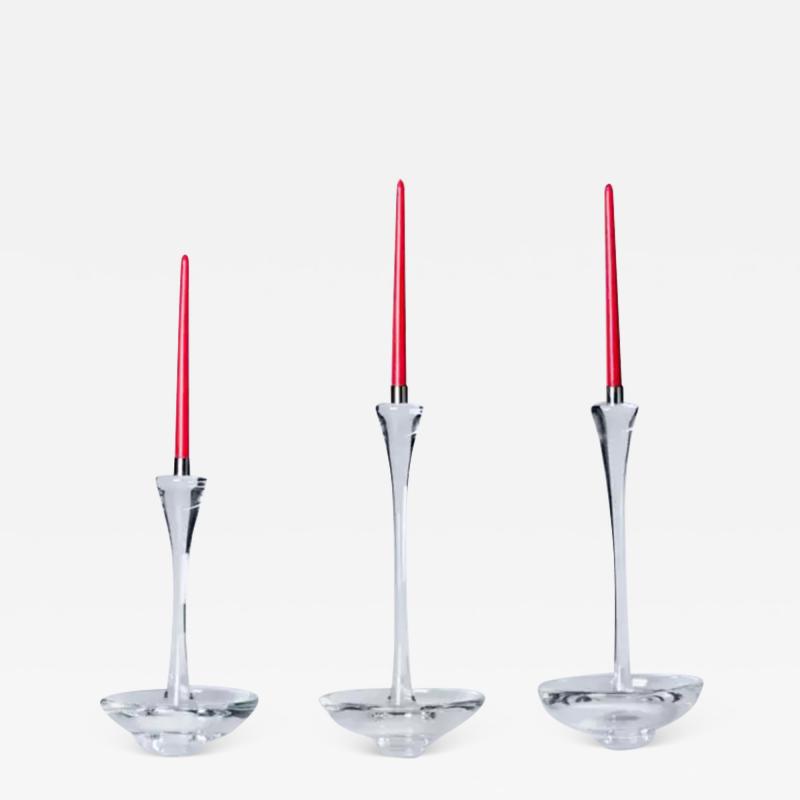  Moshe Bursuker Moshe Bursuker Set of 3 Clear Glass Candleholders 2023