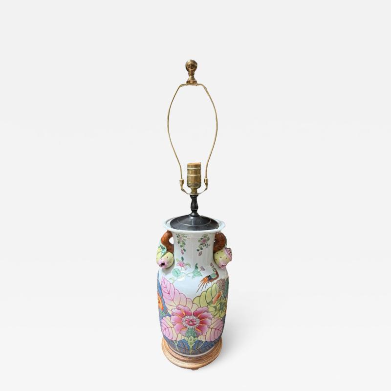  Mottahedeh Mottahedeh Chinese Pottery Tobacco Leaf Table Lamp