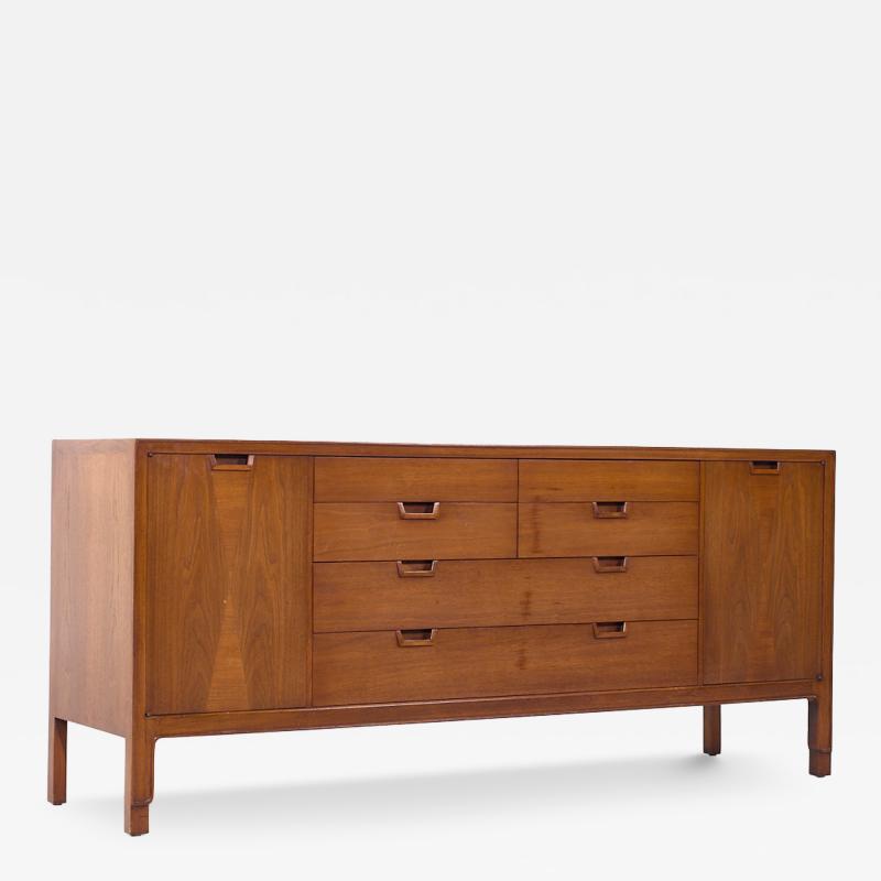  Mount Airy Furniture Company Mount Airy Janus Mid Century Walnut Lowboy Dresser