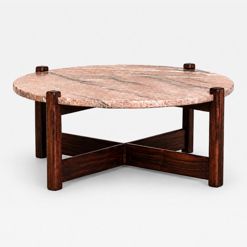  Moveis Fatima Brazilian Modern Coffee Table in Rosewood Pink Granite F tima