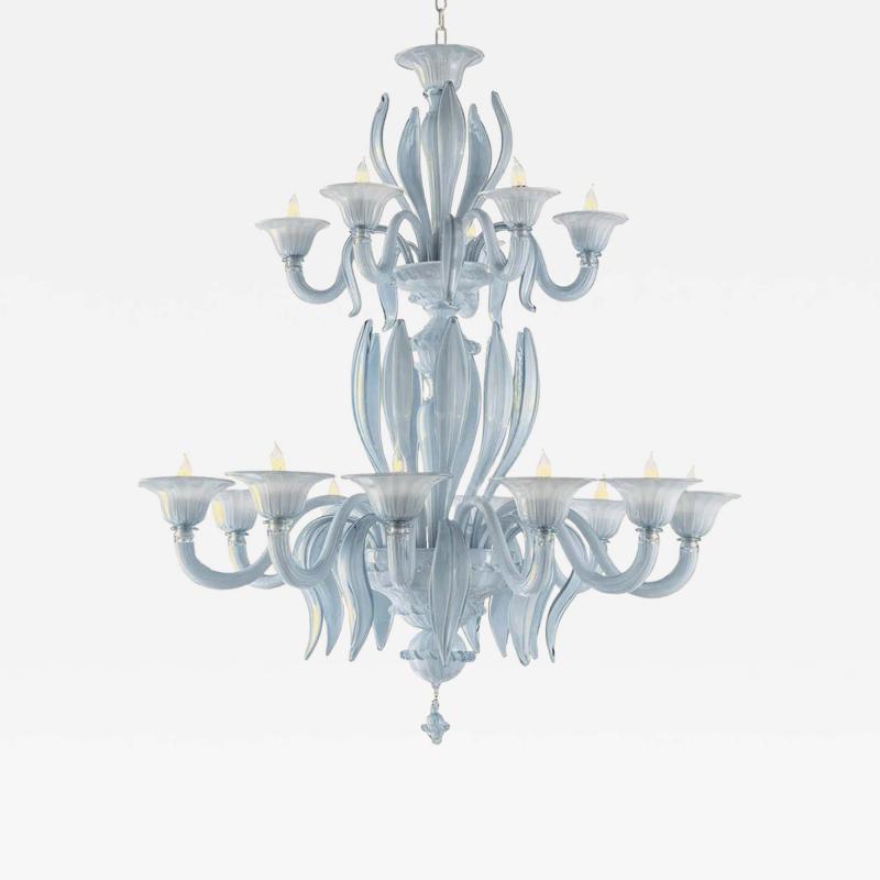  Murano Contemporary Mid Century Modern Venetian Azure Style Murano Glass Chandelier