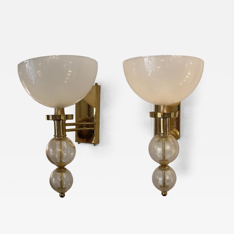  Murano Exceptional pair of Italian Murano 1970s modern wall lights