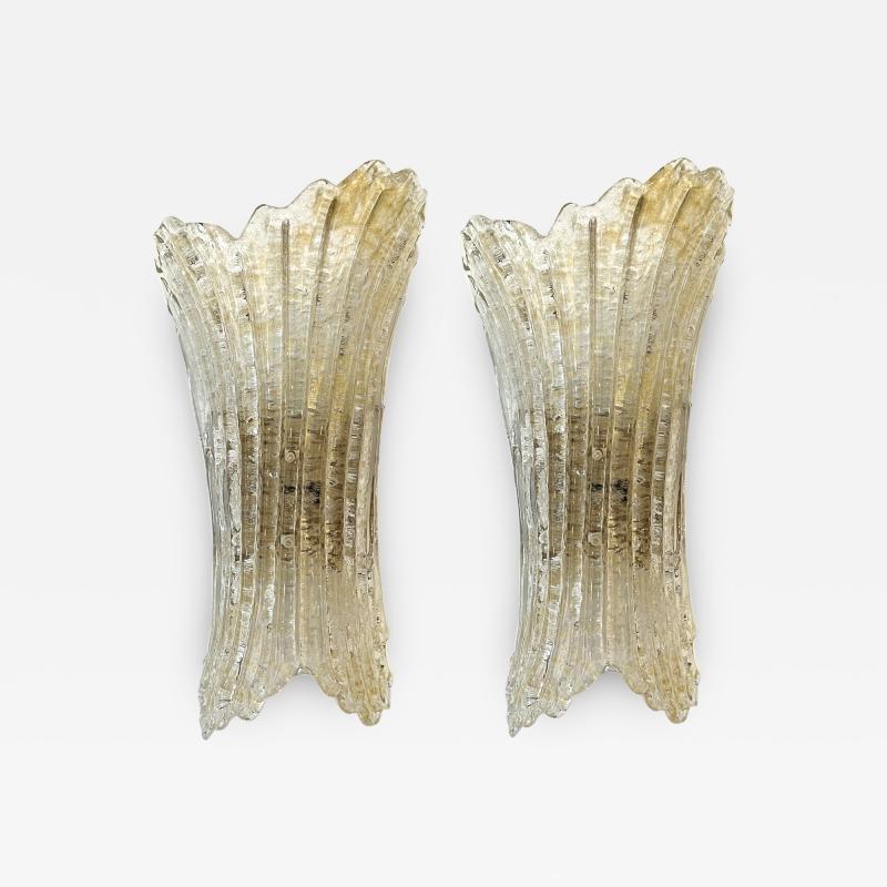  Murano Glass A Shapely Pair of Vintage Murano Glass 2 light Sconces