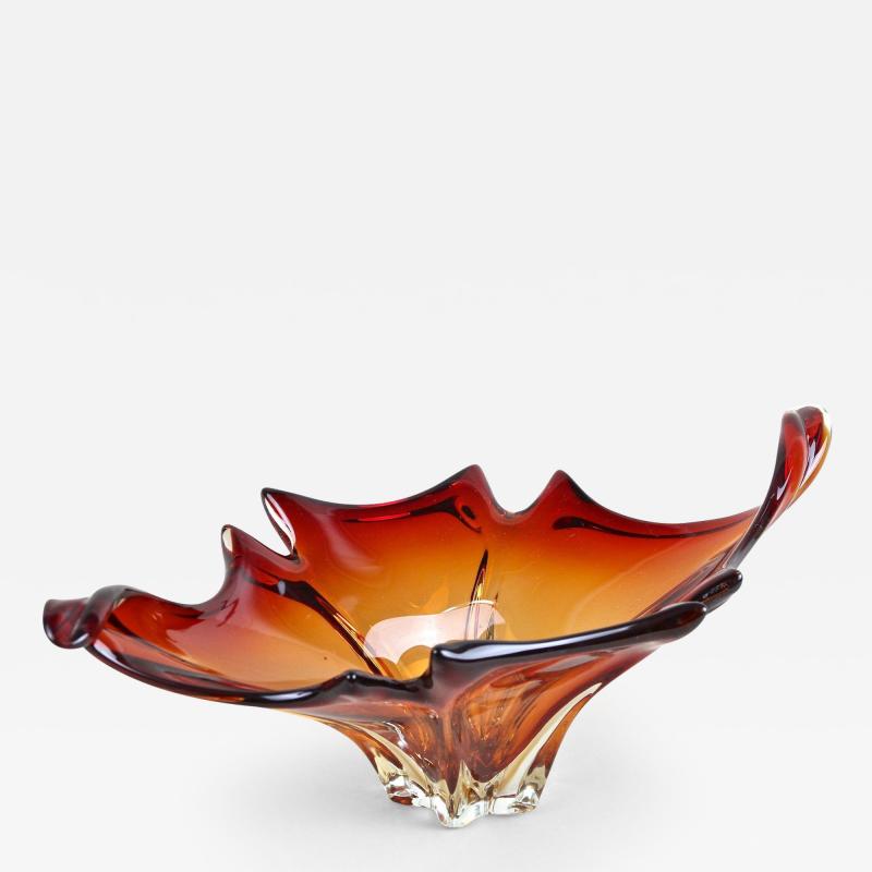  Murano Glass Mid Century Murano Glass Bowl Red Orange Tones Italy circa 1960 70