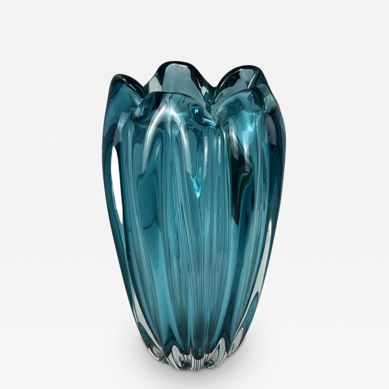  Murano Glass Murano Mid Century Acqua Glass Vase