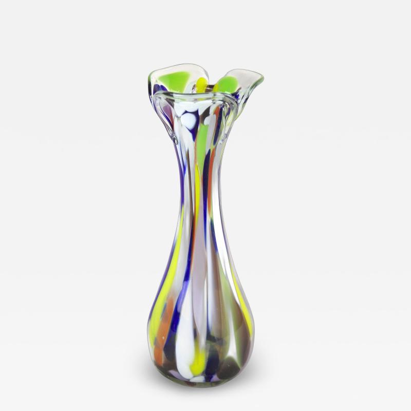  Murano Glass Sommerso 20th Century Multicolored Murano Glass Vase Italy ca 1970