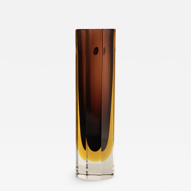  Murano Glass Sommerso Mid 20th Century Italian Murano Sommerso Flavio Poli Style Faceted Glass Vase