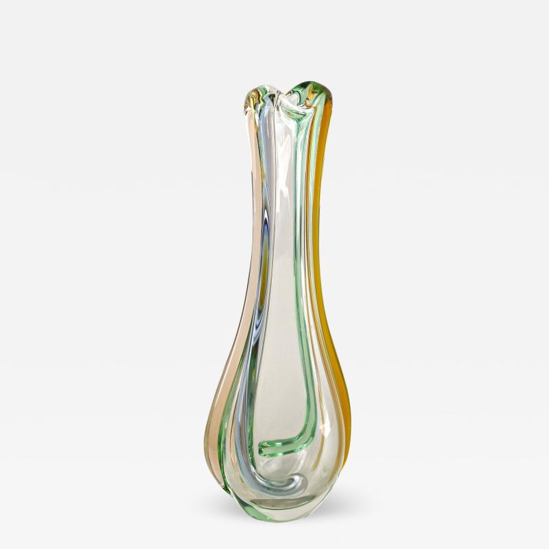  Murano Glass Sommerso Mid Century Modern Murano Glass Vase by Sommerso Murano Italy circa 1960
