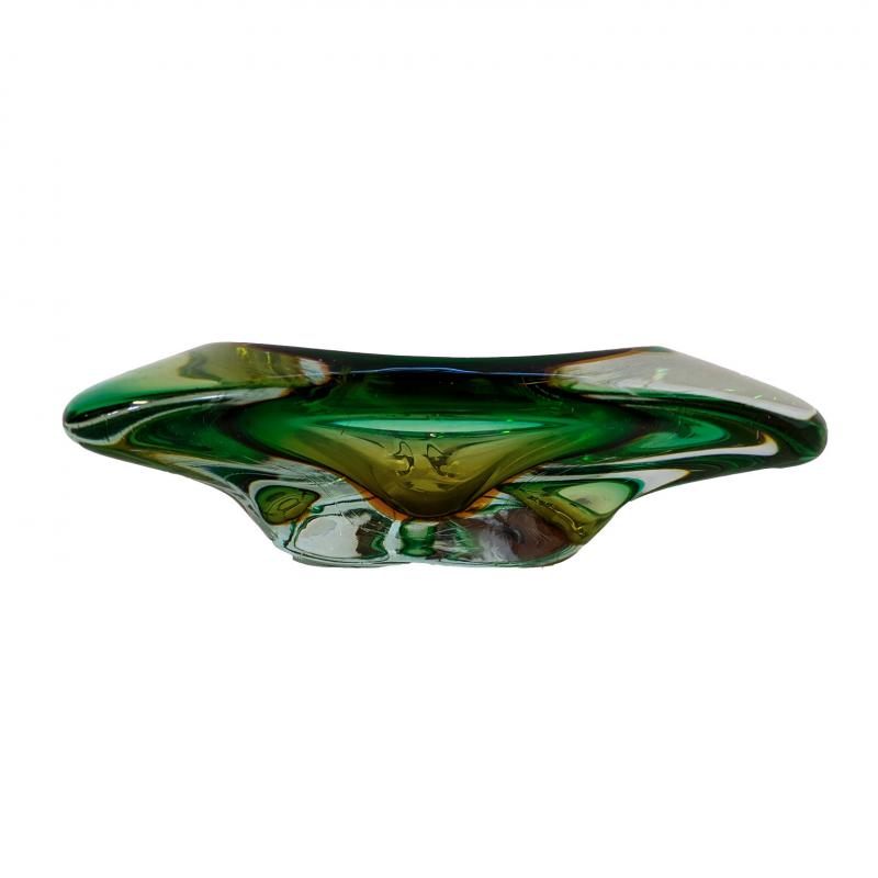 Murano Glass Green Murano Glass Ashtray, 1950