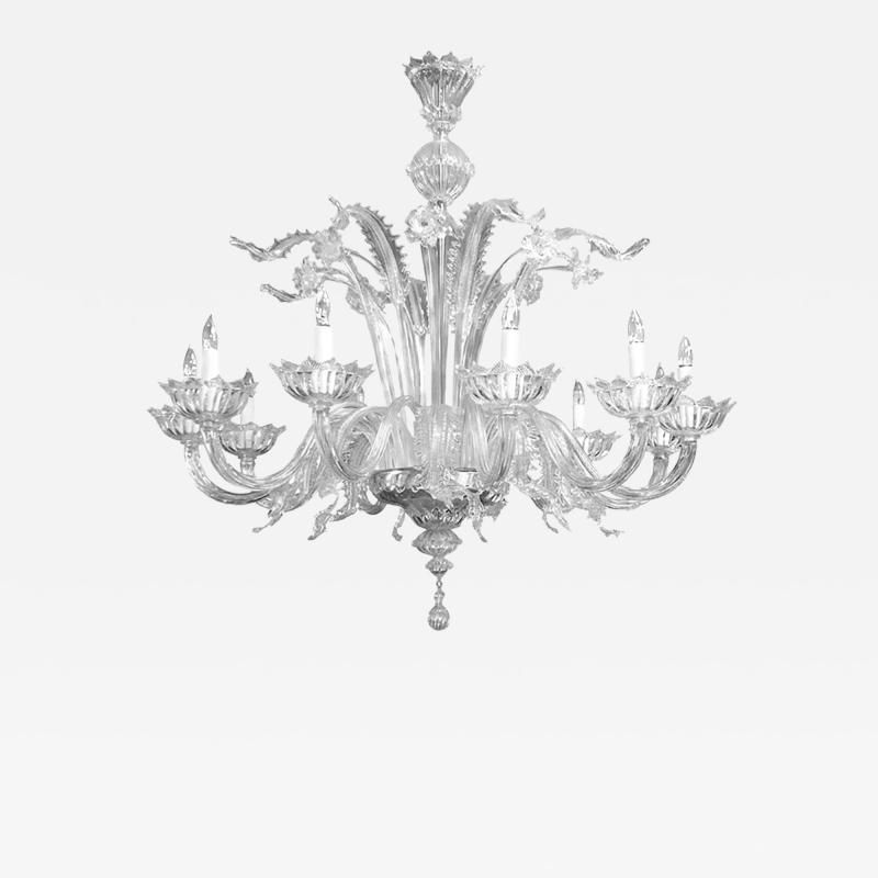  Murano Impressively Large Murano Blown Clear Glass Chandelier
