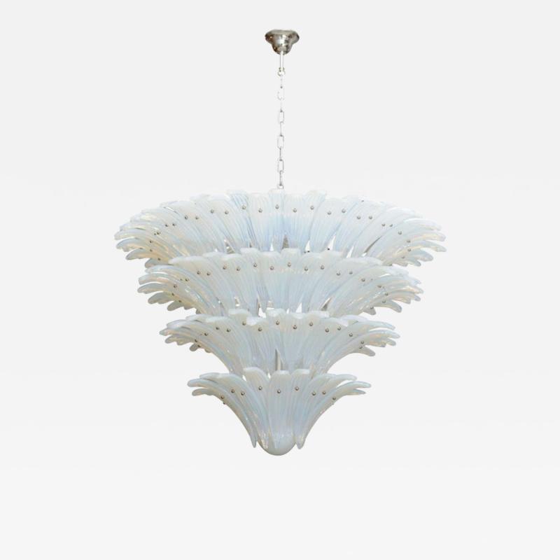  Murano Italian Mid Century Style Opalescent Murano Glass 4 Tier Chandelier