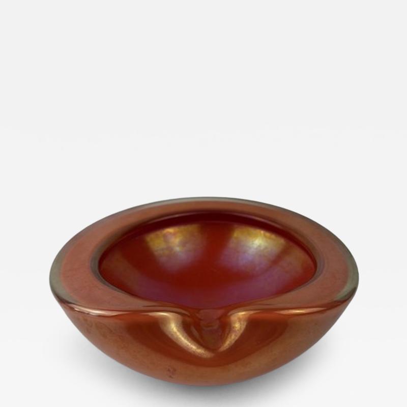  Murano Luxury Glass MGL Barbini Iridescent Orange Murano Glass Dish