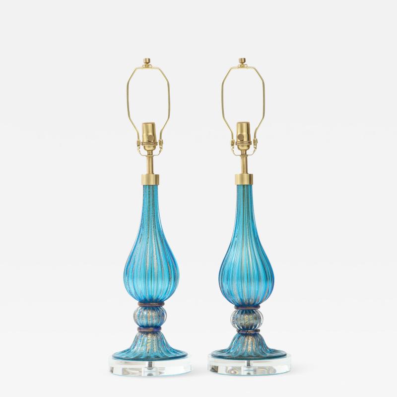  Murano Luxury Glass MGL French Blue Murano Glass Lamps