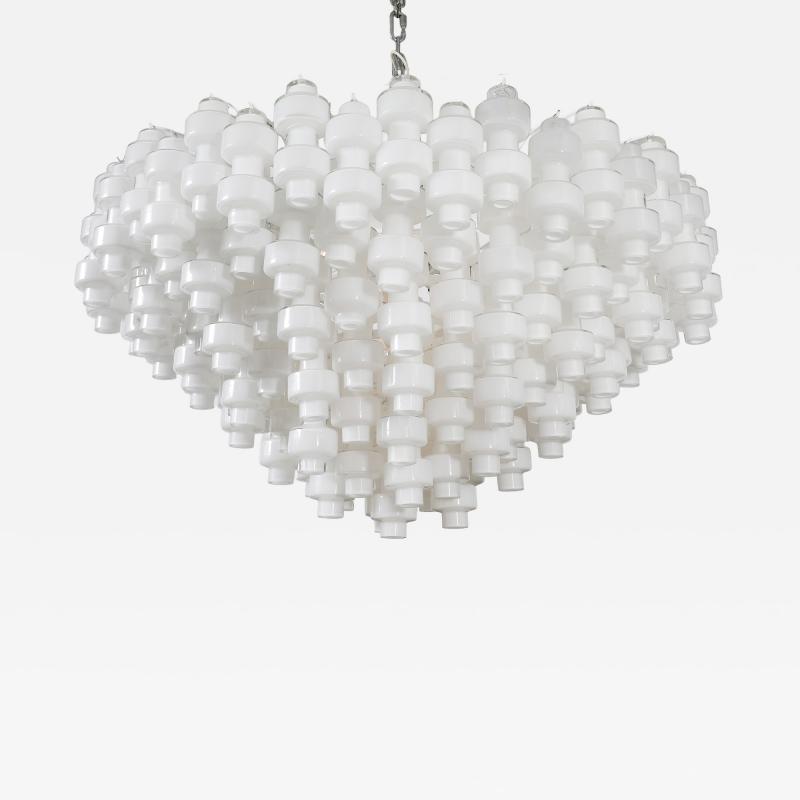 Murano Luxury Glass MGL Grand Scale White Murano Glass Chandelier