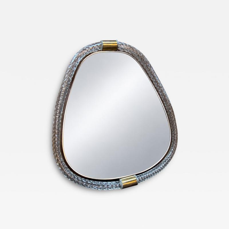  Murano Murano Glass Wall Mirror with Brass Accents