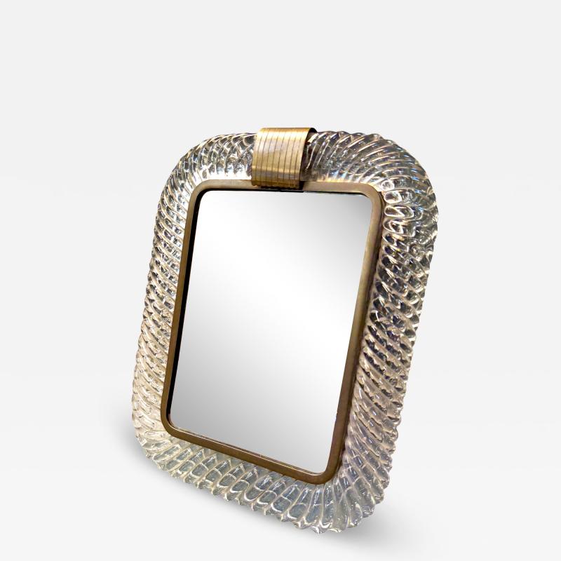  Murano Murano Glass and Brass Table Mirror