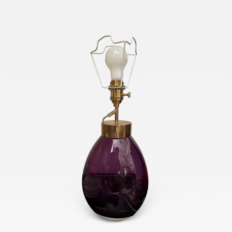  Murano Murano amethyst glass table lamp with brass fittings