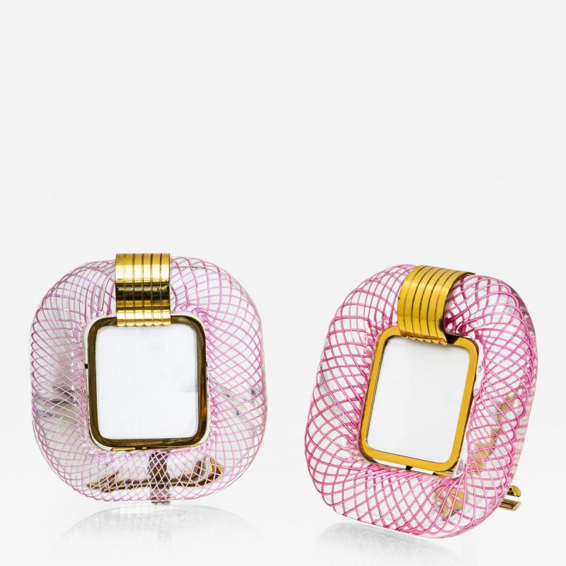  Murano Pair of Pink Murano Glass Table Frames Italy probably Mid 20th Century