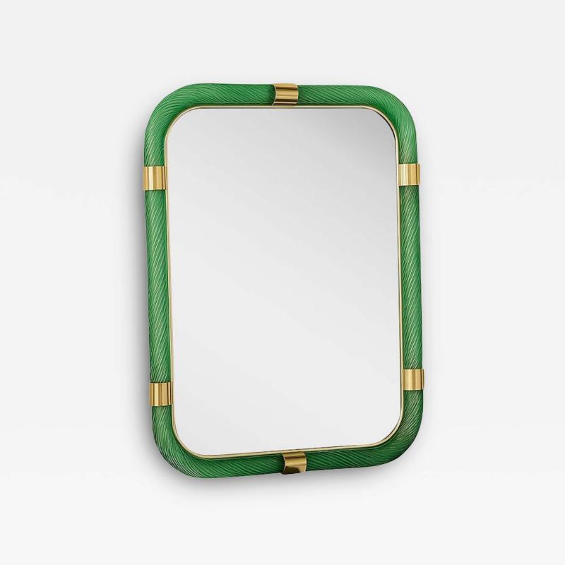  Murano Rectangular Torciglione Wall Mirror Murano Glass in Barovier Style