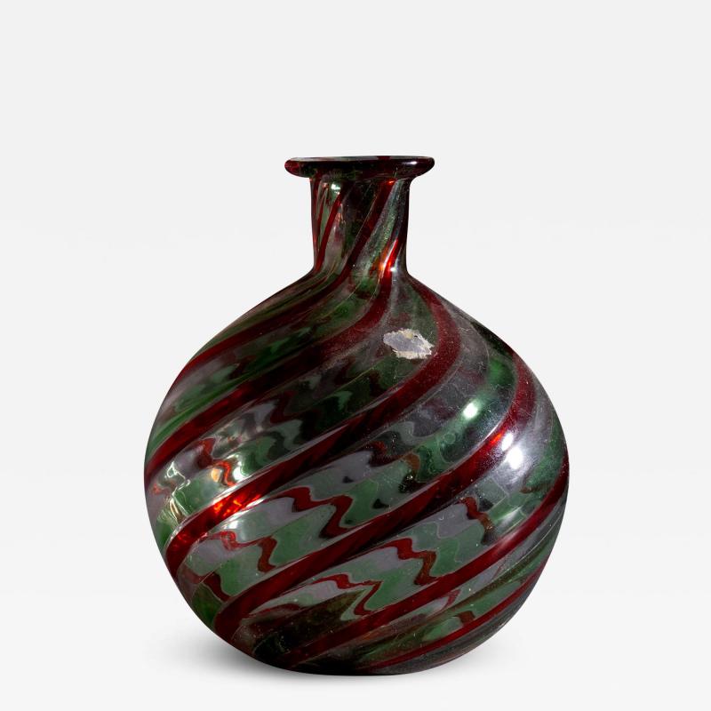  Murano Small red and green murano glass vase