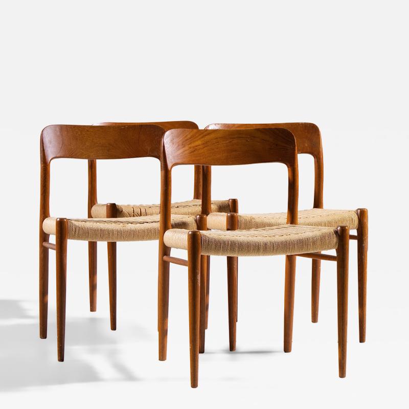  NIELS O MOLLER Niels Moller Model 75 Mid Century Danish Teak and Cane Dining Chairs Set of 4