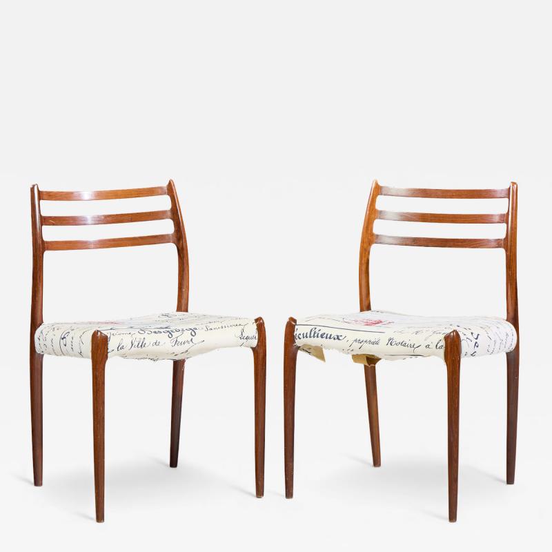  NIELS O MOLLER Niels Moller Model 78 Mid Century Rosewood Dining Chairs Pair