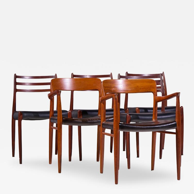  NIELS O MOLLER Niels Moller Models 75 and 78 Danish Teak Dining Chairs Set of 6