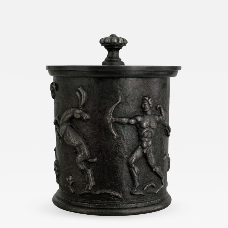  Nafveqvarns Bruk SCANDINAVIAN MODERN CAST IRON JAR WITH LID BY CARL ELMBERG FOR N FVEQVARNS BRUK