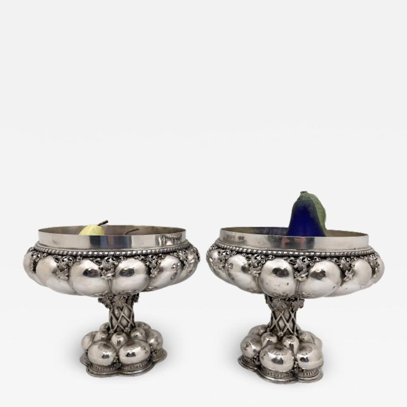  Neresheimer German Continental Silver Pair of 19th C Compotes Footed Centerpiece Bowls