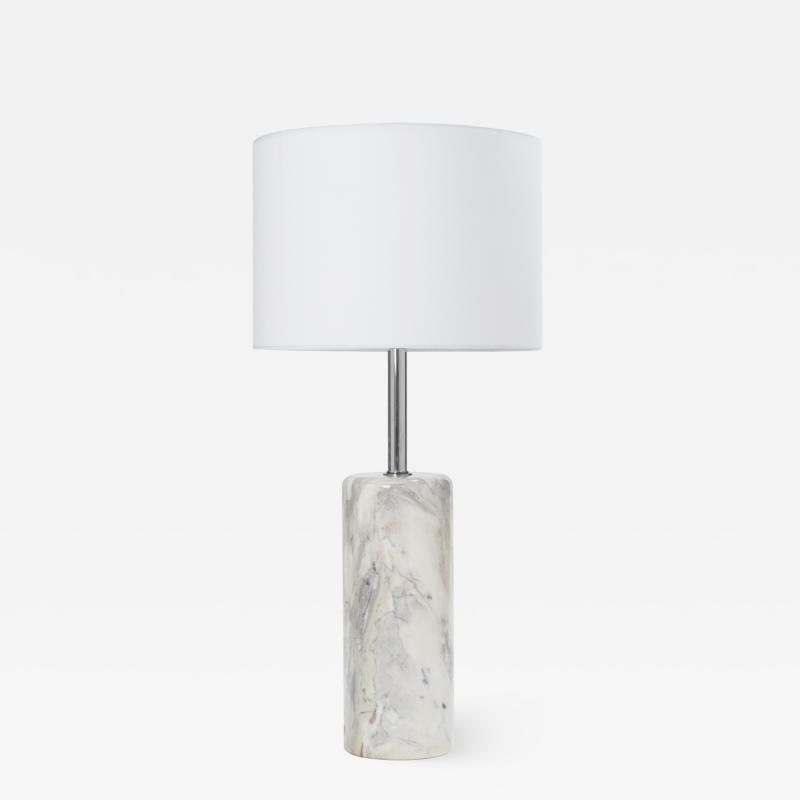  Nessen Studios Arabescato Marble Nickel Table Lamp by Walter von Nessen for Nessen Lamps