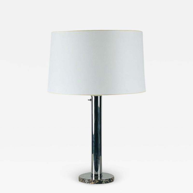 Nessen Studios Large Bauhaus or Art Deco Style Chrome and Marble Table or Desk Lamp