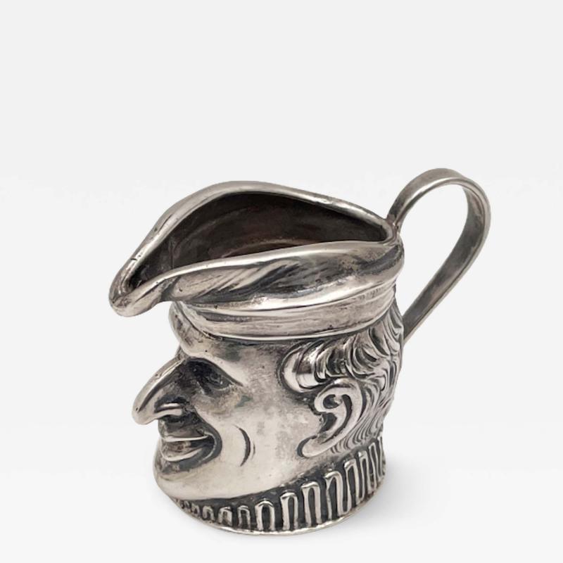  New Orleans Silversmiths 1938 New Orleans Silversmiths Human Long Nosed Sterling Silver Creamer Toby Jug
