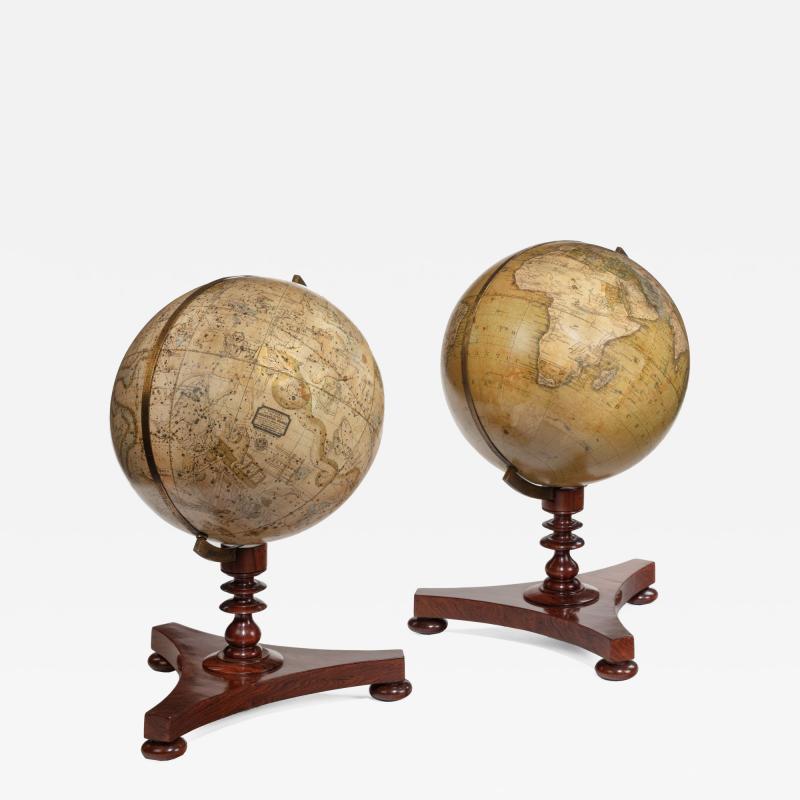  Newton Rare pair of Victorian 8 inch Table Globes by Newton