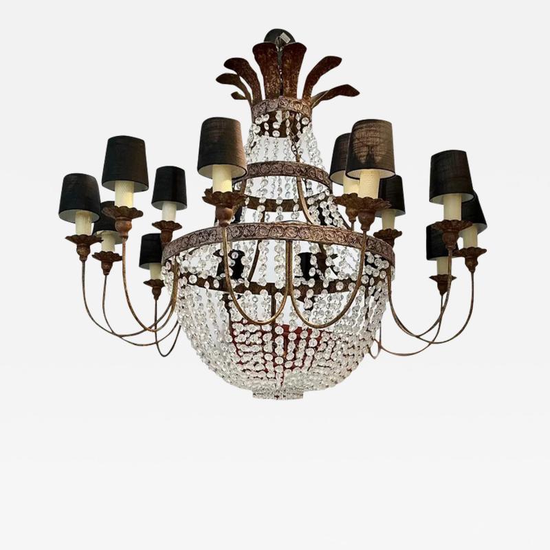  Niermann Weeks Huge Niermann Weeks Wrought Iron Crystal Chandelier