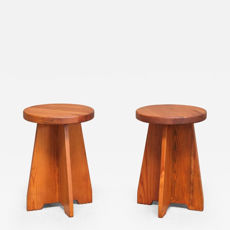  Nordiska Kompaniet Pair of Nordiska Kompaniet Stools Side Tables in Solid Pine Sweden 1940s