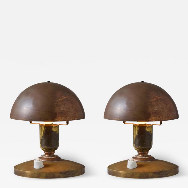  Nordiska Kompaniet Pair of Rare 1940s Metal Table Lamps Attributed to Erik Tidstrand for Nordiska