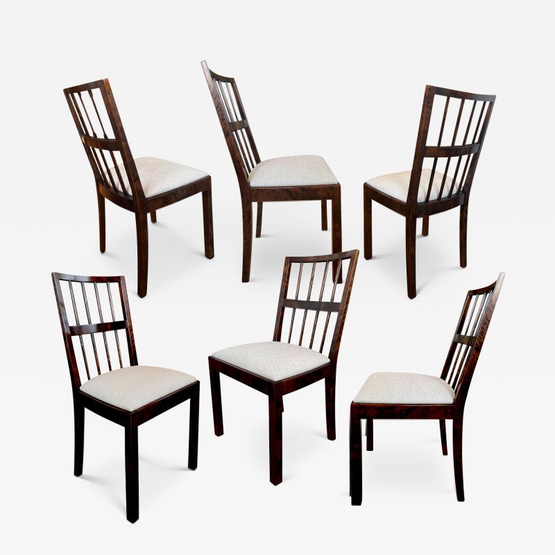  Nordiska Kompaniet Set of Six Swedish Modern Chairs in Birch by Axel Einar Hjorth