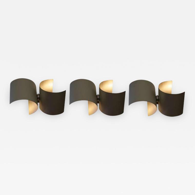  Nucleo Set of Three Wall Lamps in Metal by Nucleo for Sormani Italy 1960s