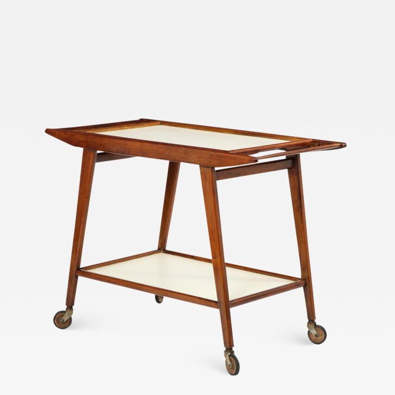  OCA Mid Century Modern Brazilian Tea Cart in Hardwood and Formica by OCA 1950s