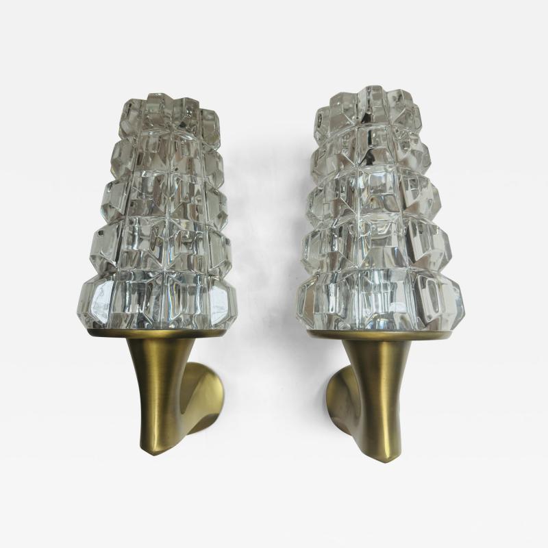  OTHR Pair of 1970s French Crystal Othr Mid Century Wall Lamps