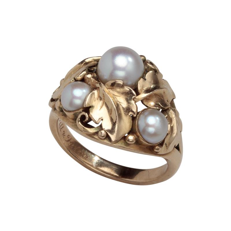  Oakes Studio American Arts Crafts Ring with Pearls by The Oakes Studio