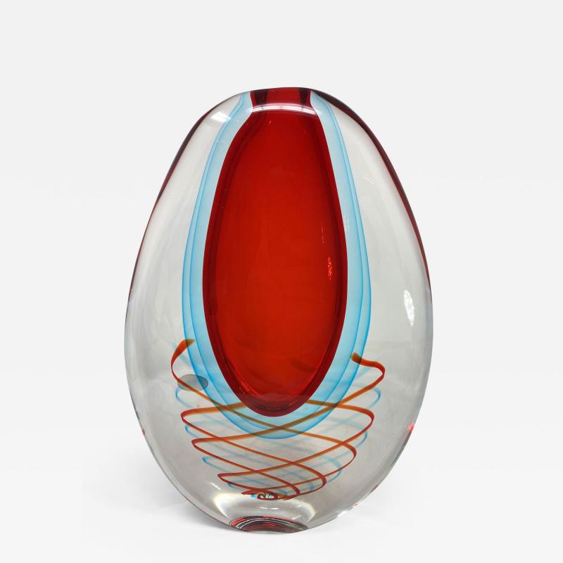  Oball Vaso Spirale Murano Glass Sommerso Vase