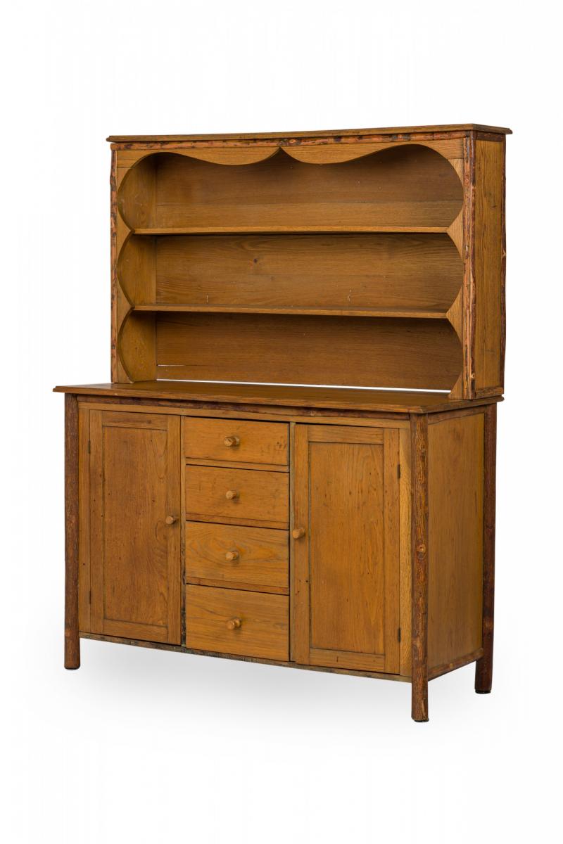 Old Hickory Furniture Co. Rustic Old Hickory Wooden Two Part Kitchen