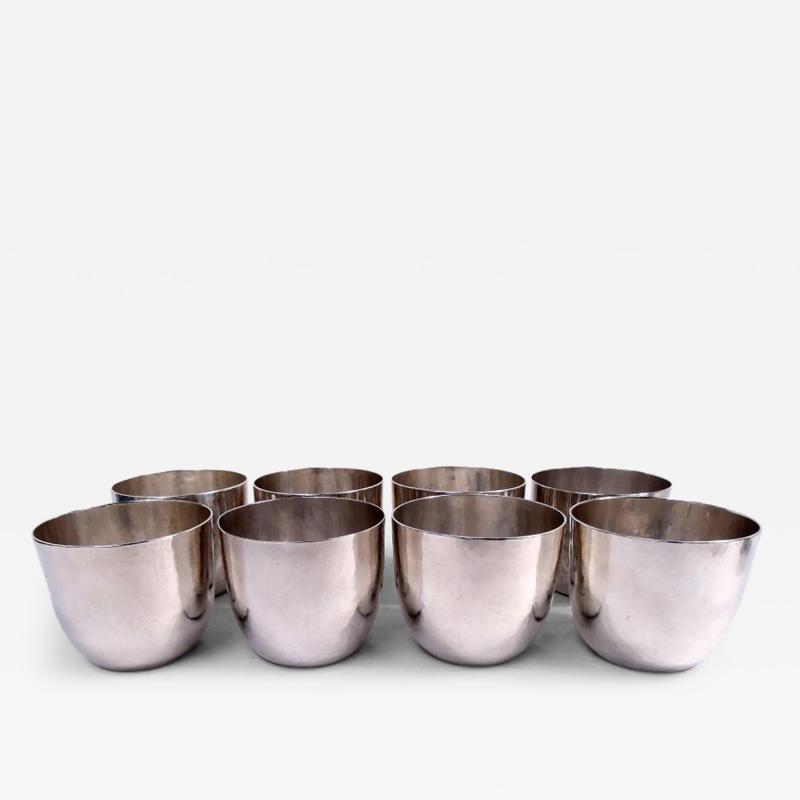  Old Newbury Crafters Set of 8 Cartier American Hand Hammered Sterling Silver Jefferson Cups